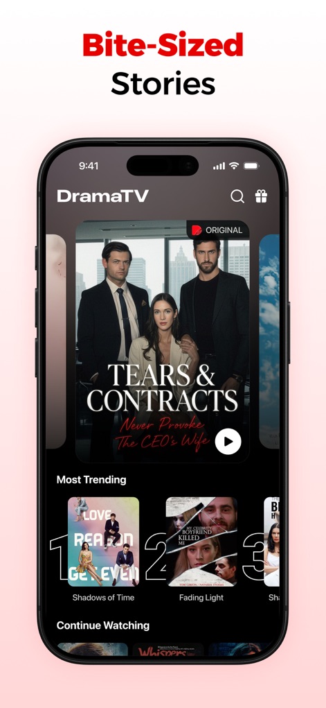 DramaTV – Watch Drama Shorts - La pantalla principal ofrece una sección destacada con previsualizaciones de episodios y una lista de los dramas más populares, asegurando que los usuarios siempre encuentren contenido de tendencia.