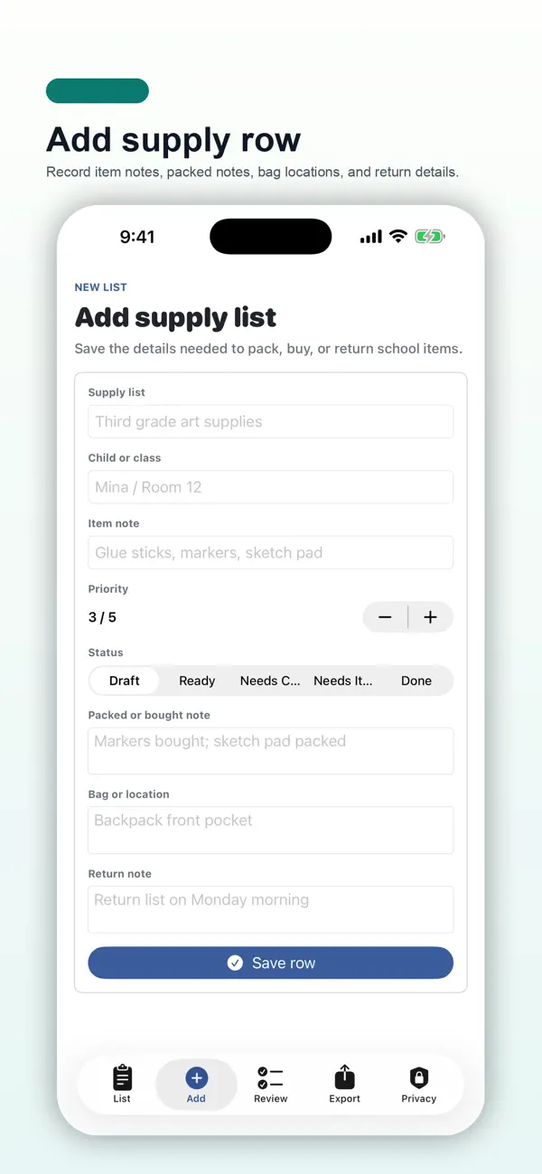 Screenshot #2 pour Class Supply List Pad