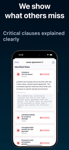 Unclause: AI Contract Analyzer iPhone screenshot