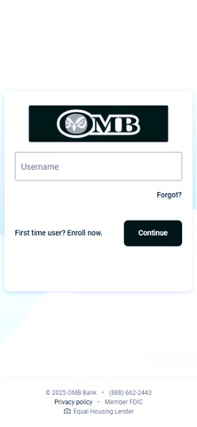 OMB Bank Treasury Services screenshot