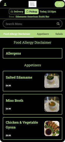 Edamame American Sushi Bar App screenshot