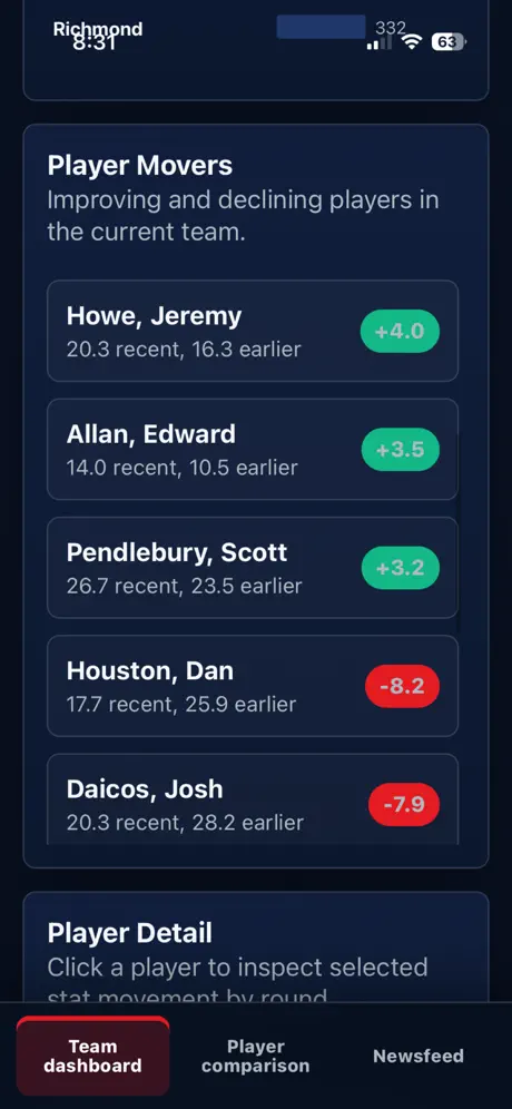 AFL Performance‑App screenshot 2