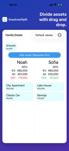 EasyAssetSplit iPhone screenshot