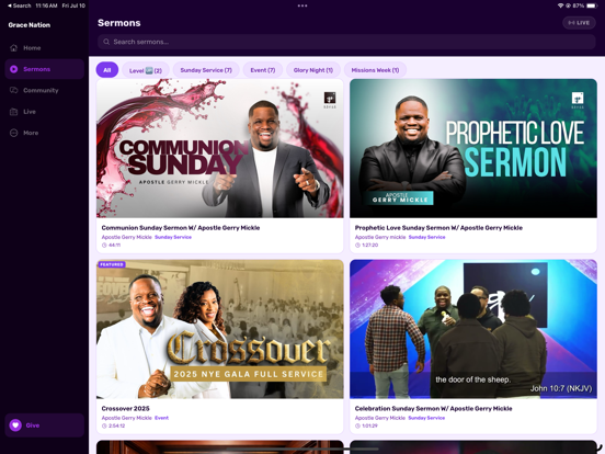 Grace Nation Church iPad screenshot