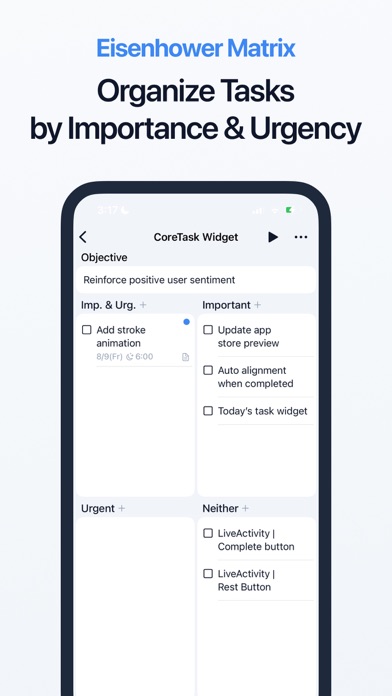 CoreTask: Eisenhower Matrix iPhone screenshot 1 - Productivity app