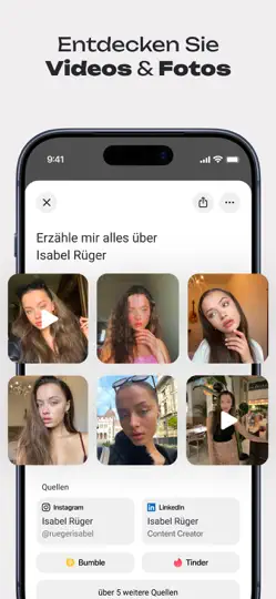 Screenshot von Deepsearch AI-Suchassistent auf dem iPhone 6