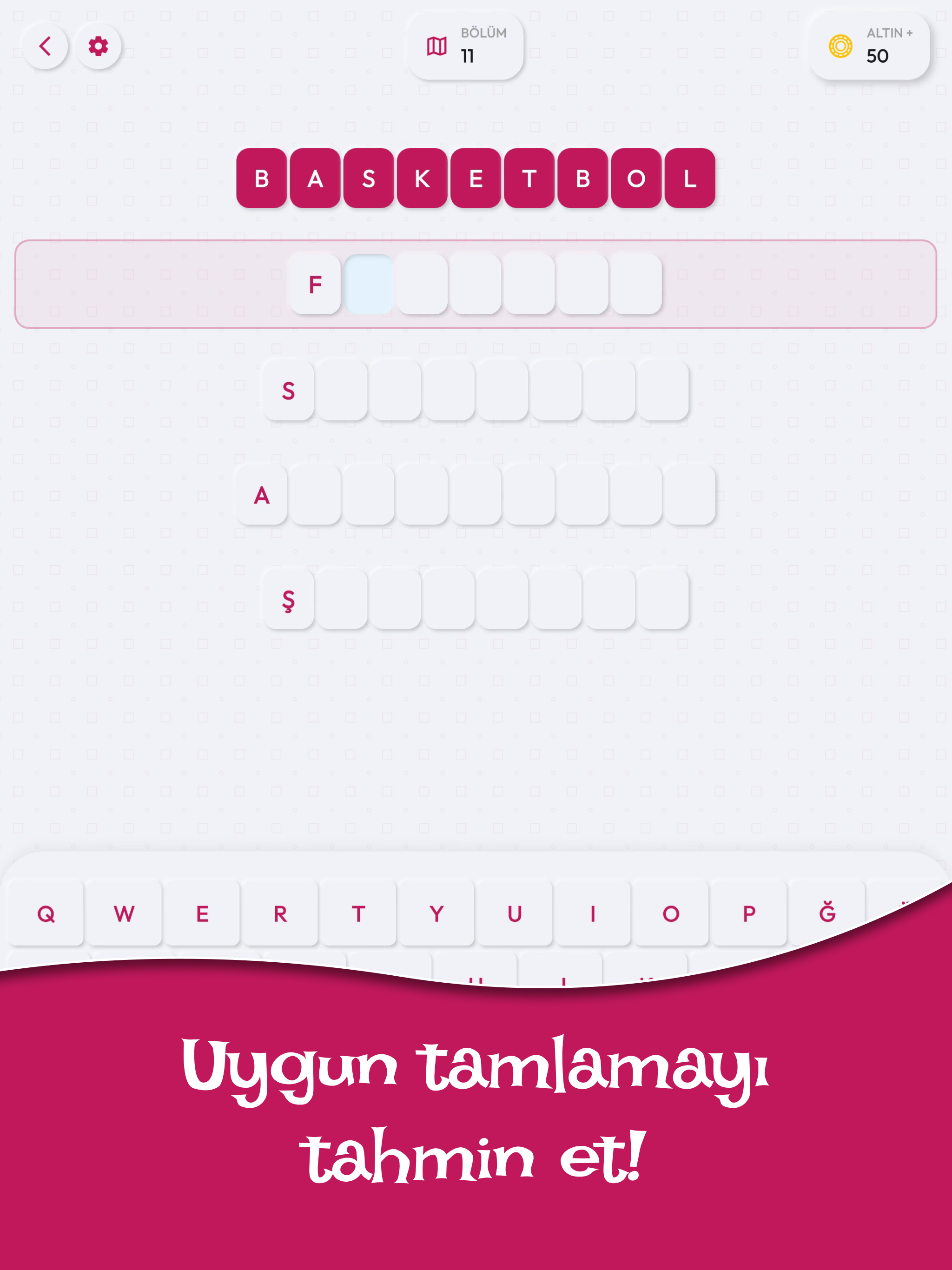 Kelime Örgüsü: Kelime Tamamla