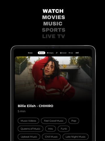 eel - Movies, Music + Live TV iPad screenshot