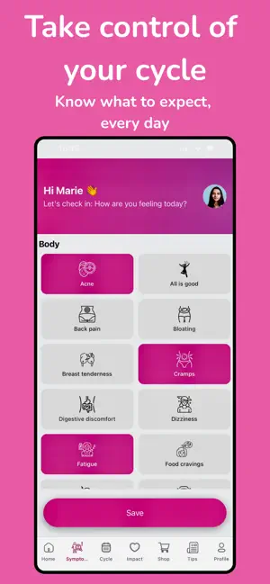 Fena: Period Tracker & Impact iPhone screenshot 3
