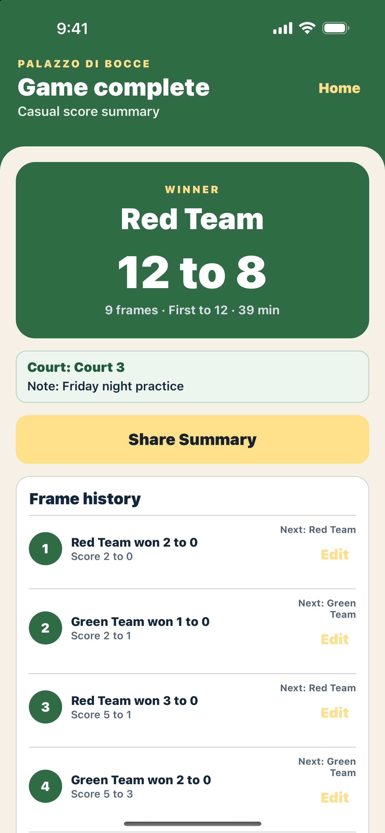 Screenshot 1 of Palazzo di Bocce Scorekeeper