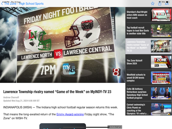 All Indiana Sports iPad screenshot 4 - Sports app