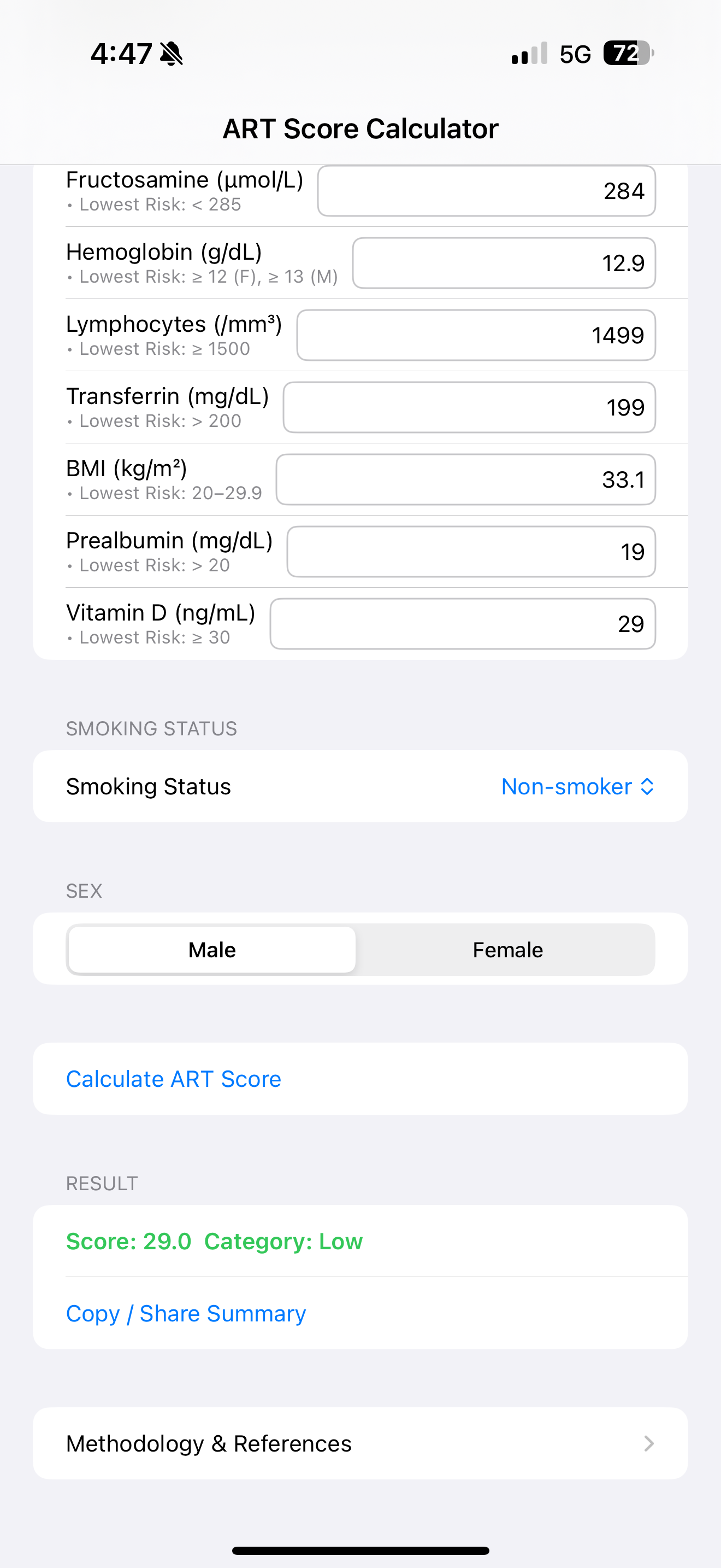 ART Score Calculator