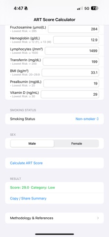 ART Score Calculator screenshot