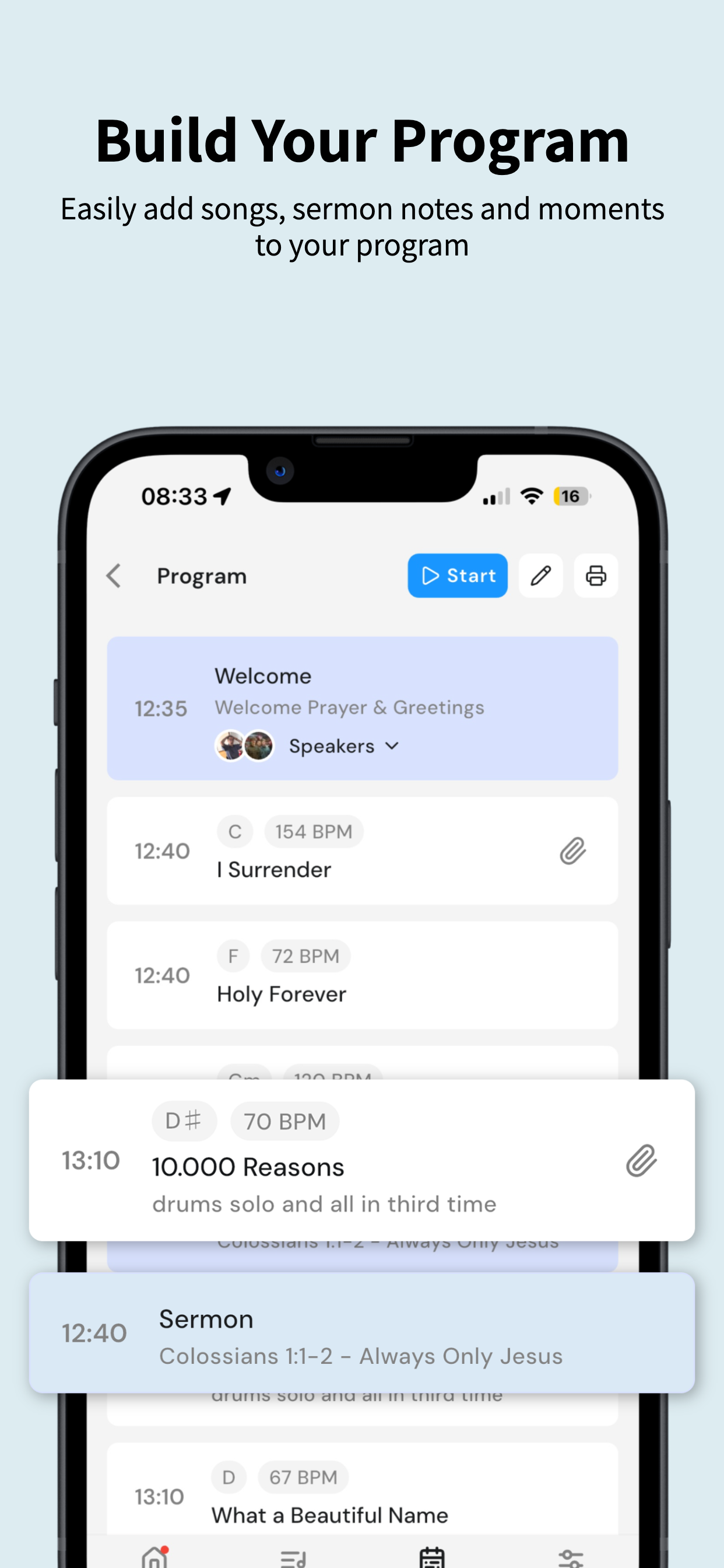 OnStage: Worship Team Planner