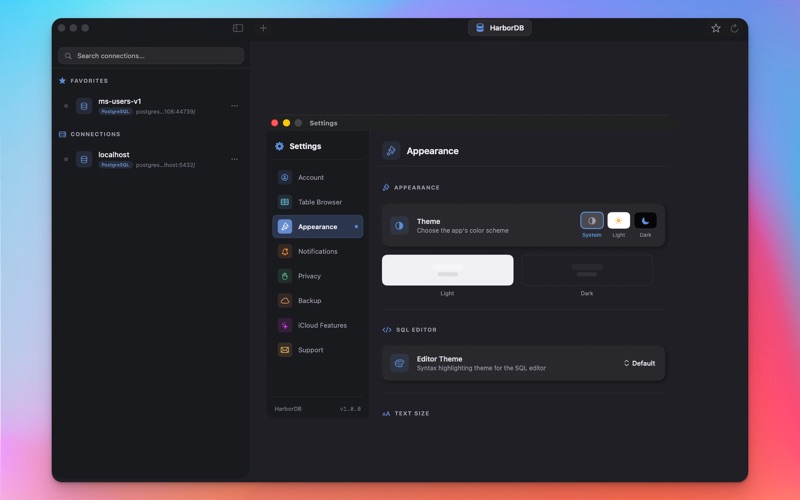 HarborDB screenshot