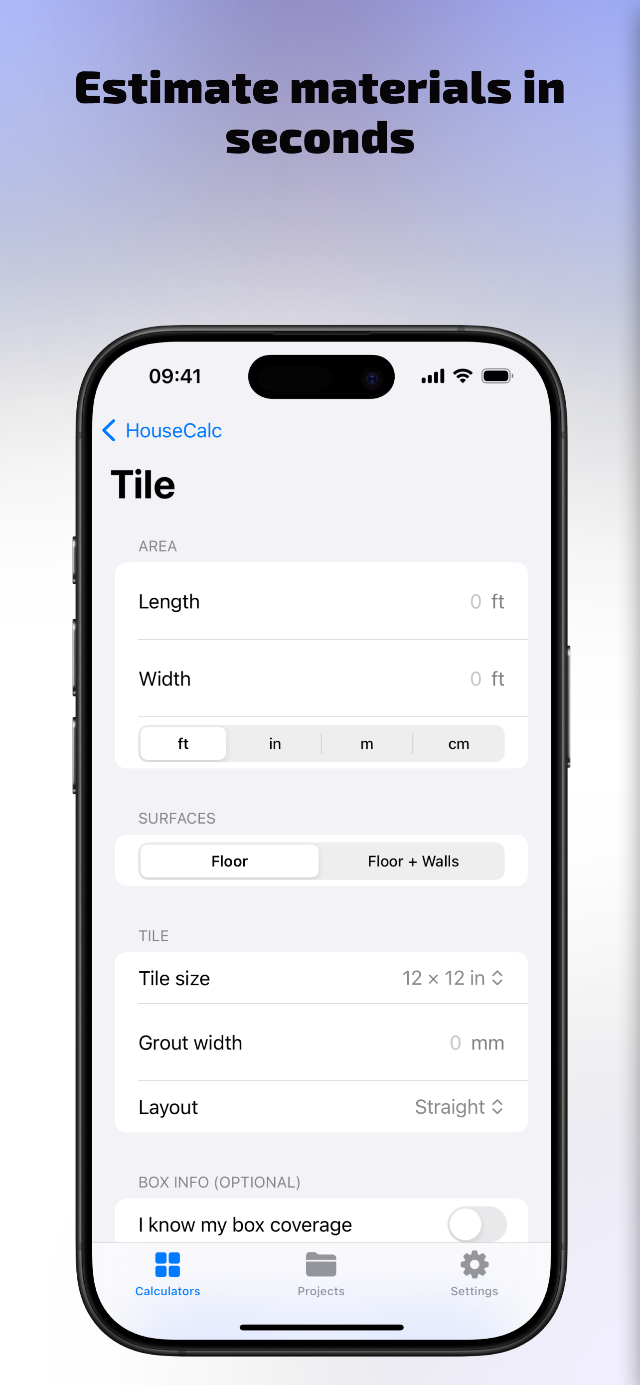 HouseCalc: Material Calculator