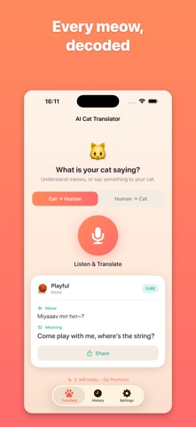 AI Cat Translator: Meow Talk iPhone screenshot