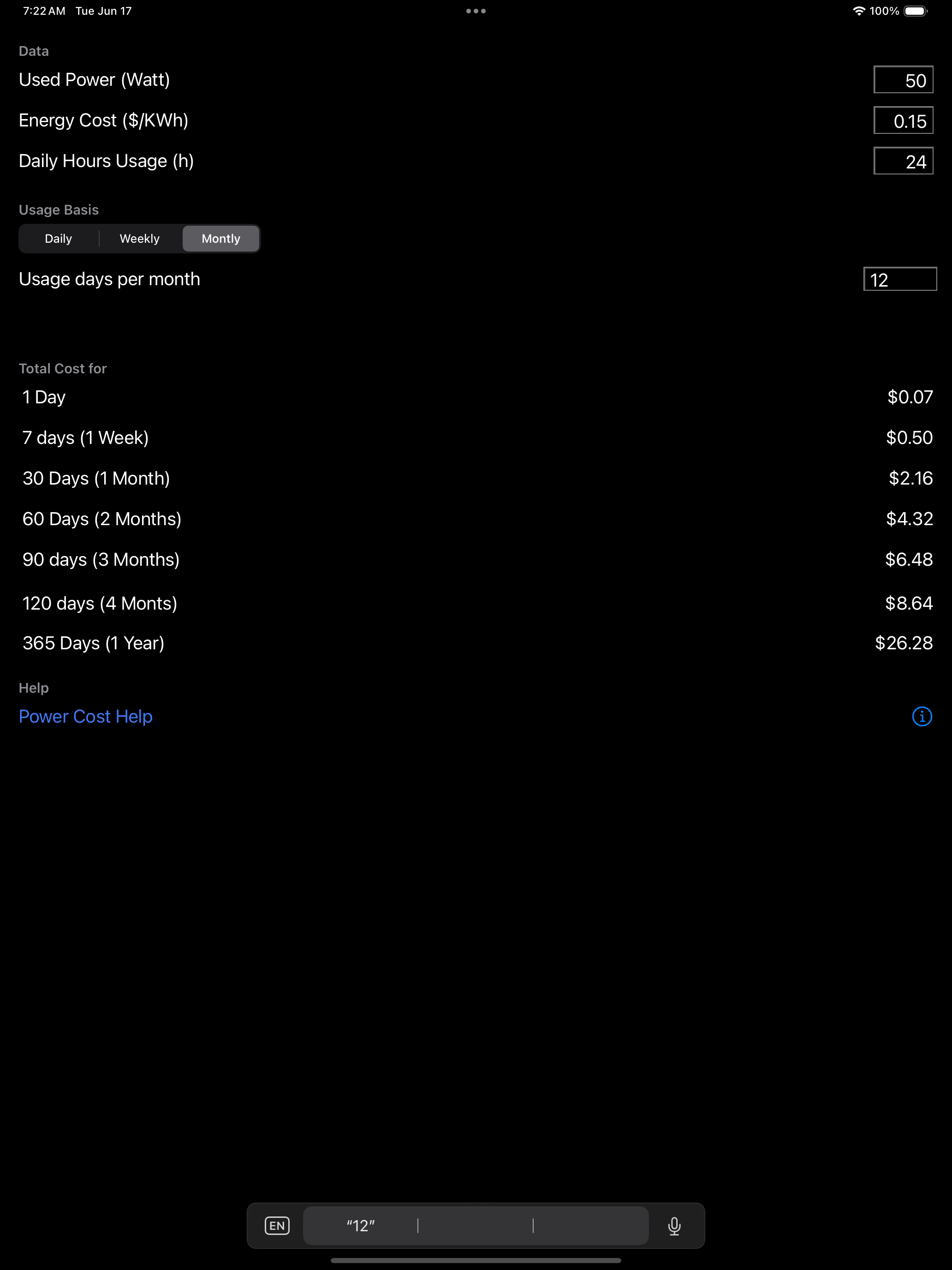 Power Cost screenshot 12