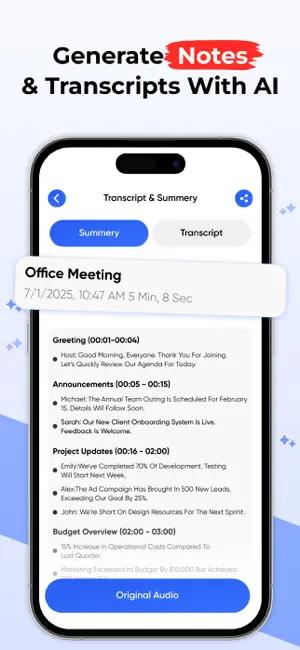 AI Meeting Audio Note Taker screenshot 2