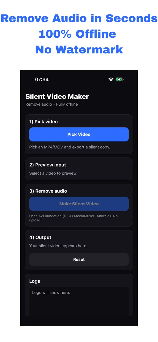Screenshot #1 pour Silent Video – Remove Audio
