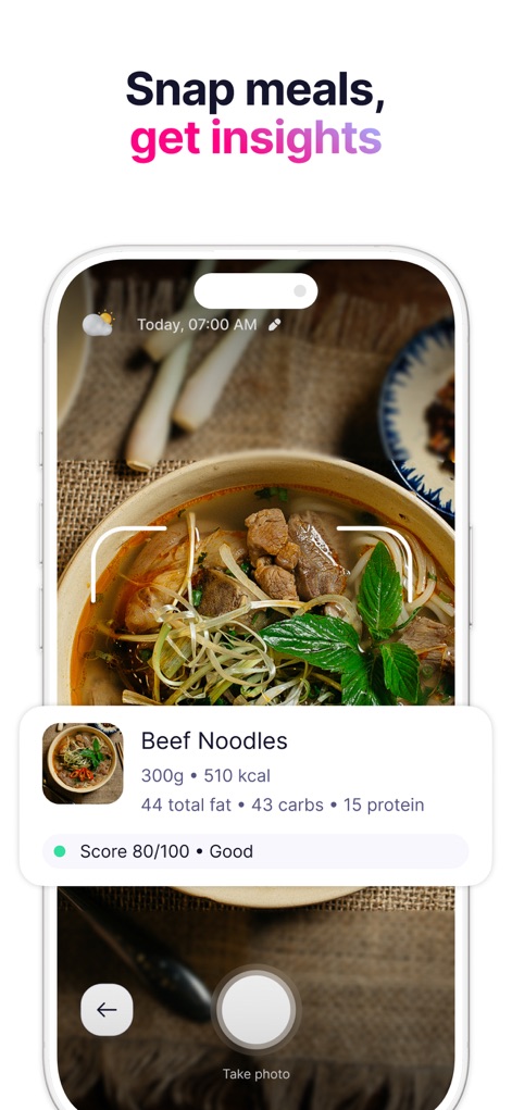 Elfie - Health & Rewards - Los usuarios pueden fotografiar sus comidas para obtener "información nutricional detallada", incluyendo el "recuento de calorías" y una puntuación de calidad de los alimentos.