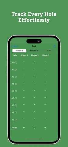 Pitch & Putt Score Card screenshot