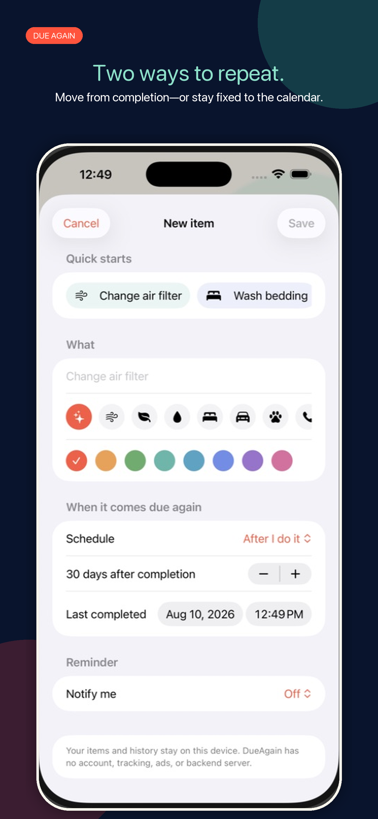DueAgain: Chore Tracker screenshot 2