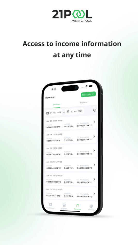 #2. 21Pool – crypto mining pool (iOS) 由: Inter Select Service FZE LLC