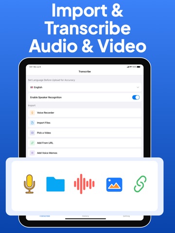 Transcribe AI Voice Note Taker iPad screenshot