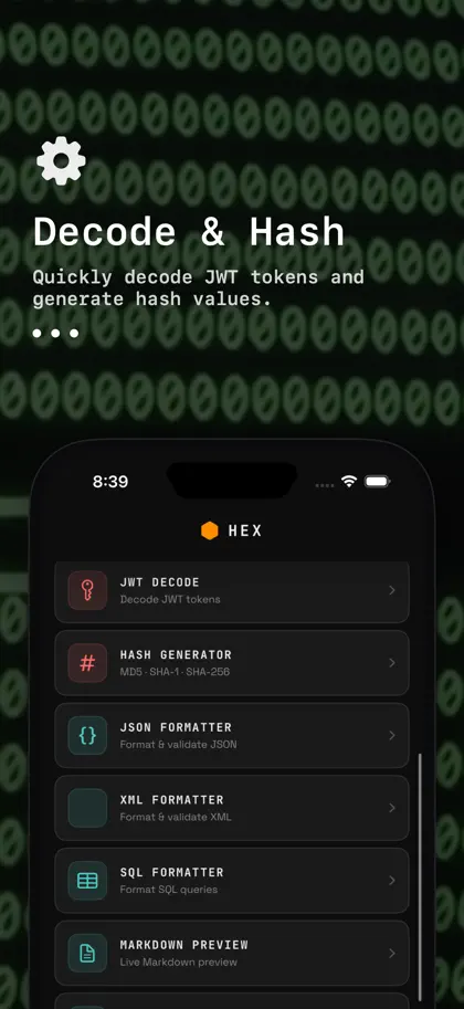 Screenshot 4 di 6 di Hex: Dev Tools