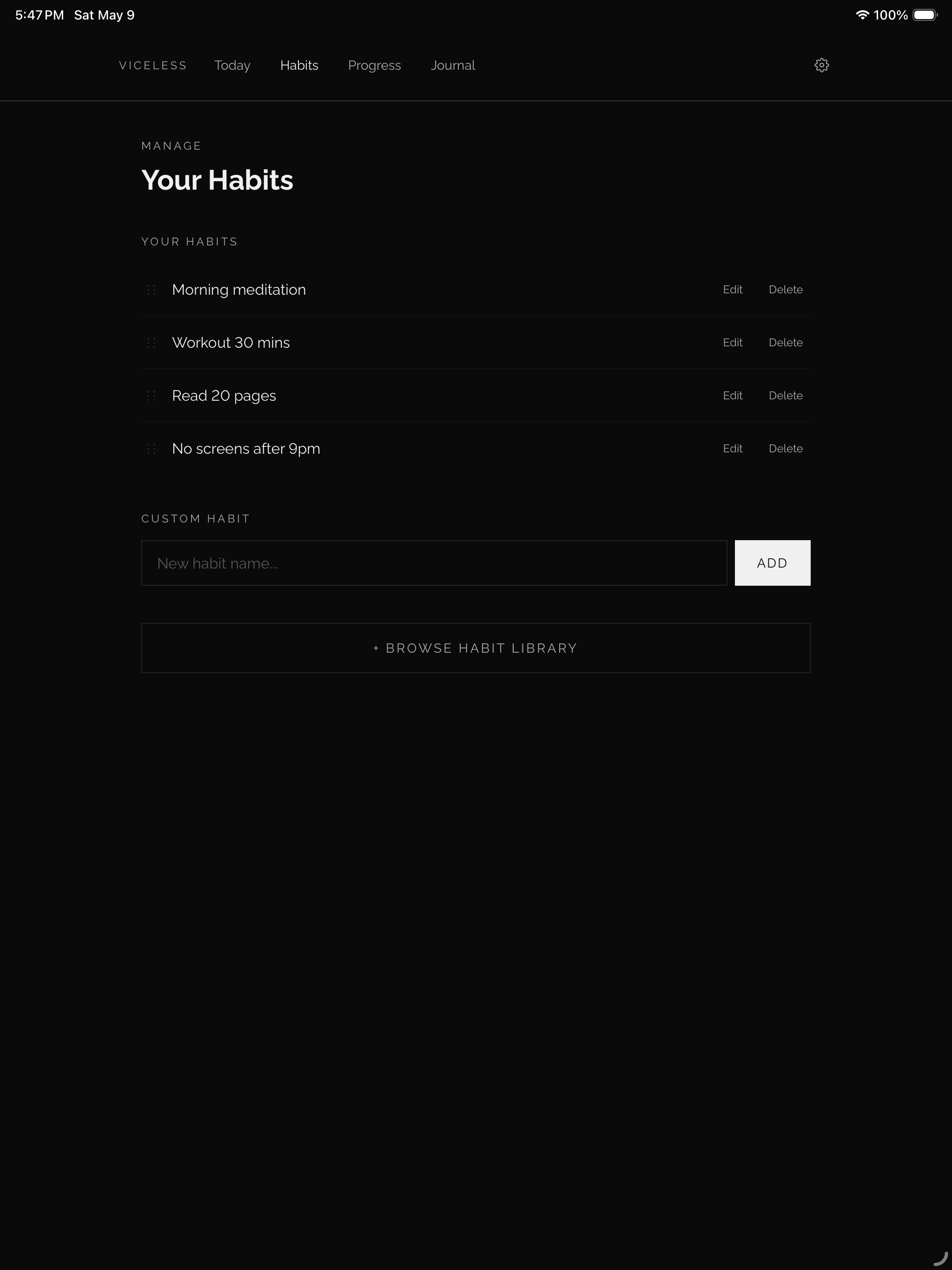 Viceless - Discipline Tracker