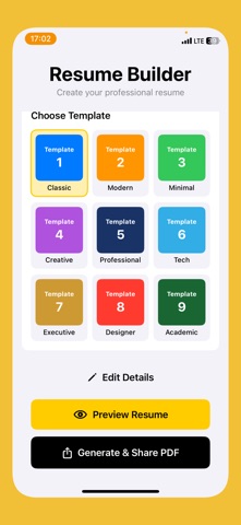 PDF resume builde,PDF Template Screenshot 1 of 4