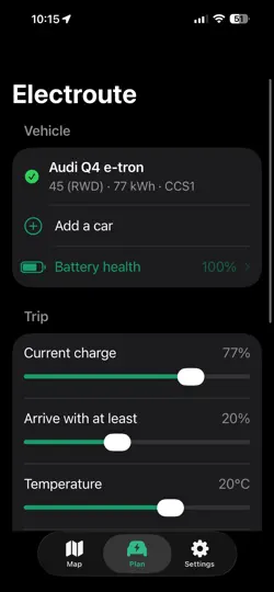 Screenshot von Electroute auf dem iPhone 4