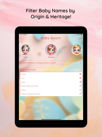BabyBloom –Baby Name Generator iPad screenshot