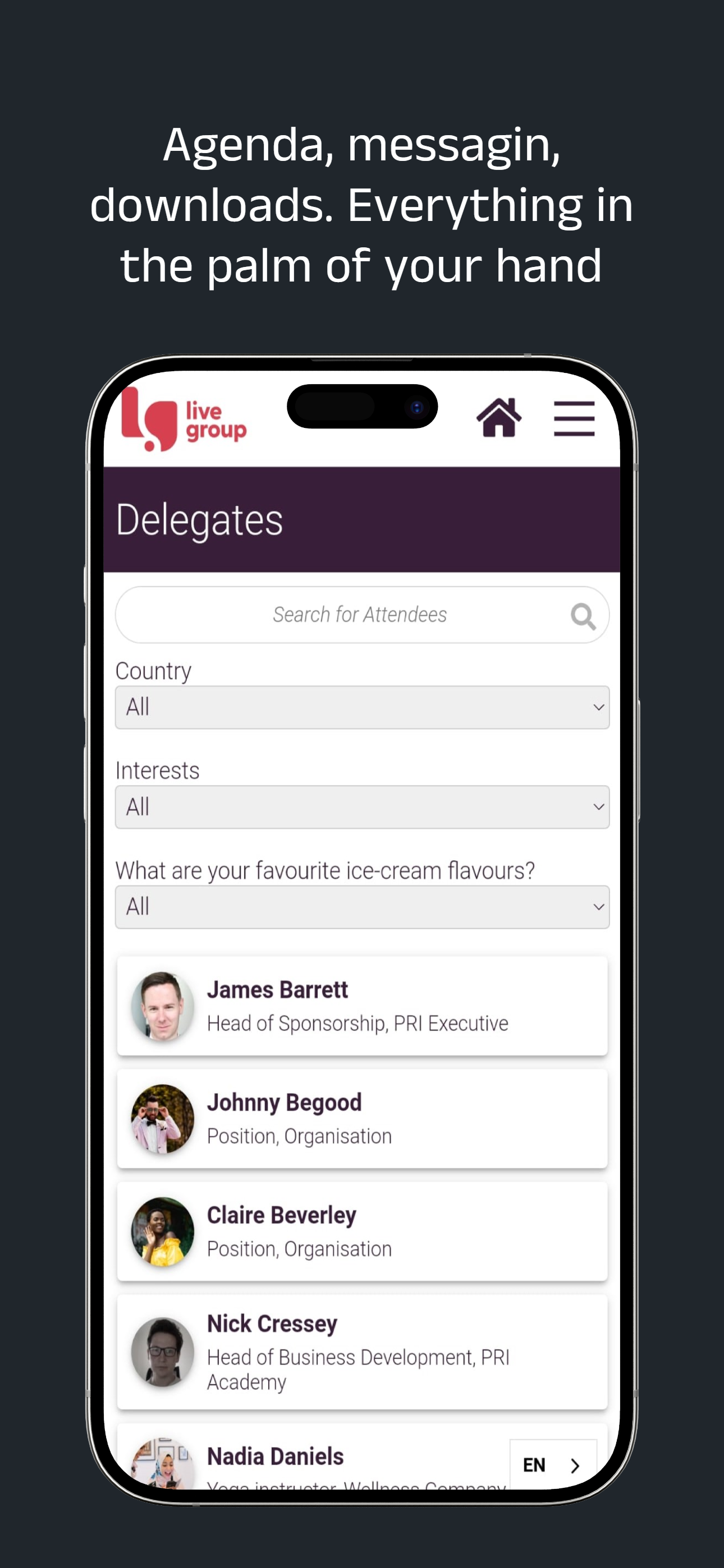 Live Group Event App