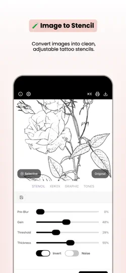 Captura de pantalla de Tattoo Stencil Lab en iPhone 2