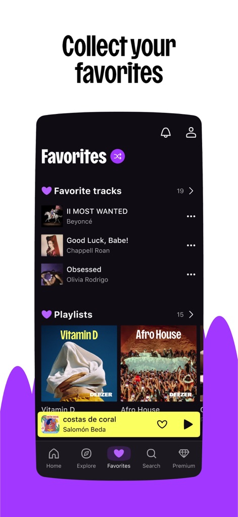 Deezer: Music Player, Podcast - Organize seus Favoritos