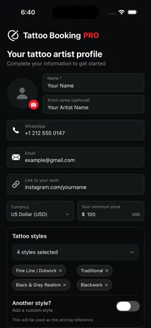 Tattoo Booking Pro screenshot 1