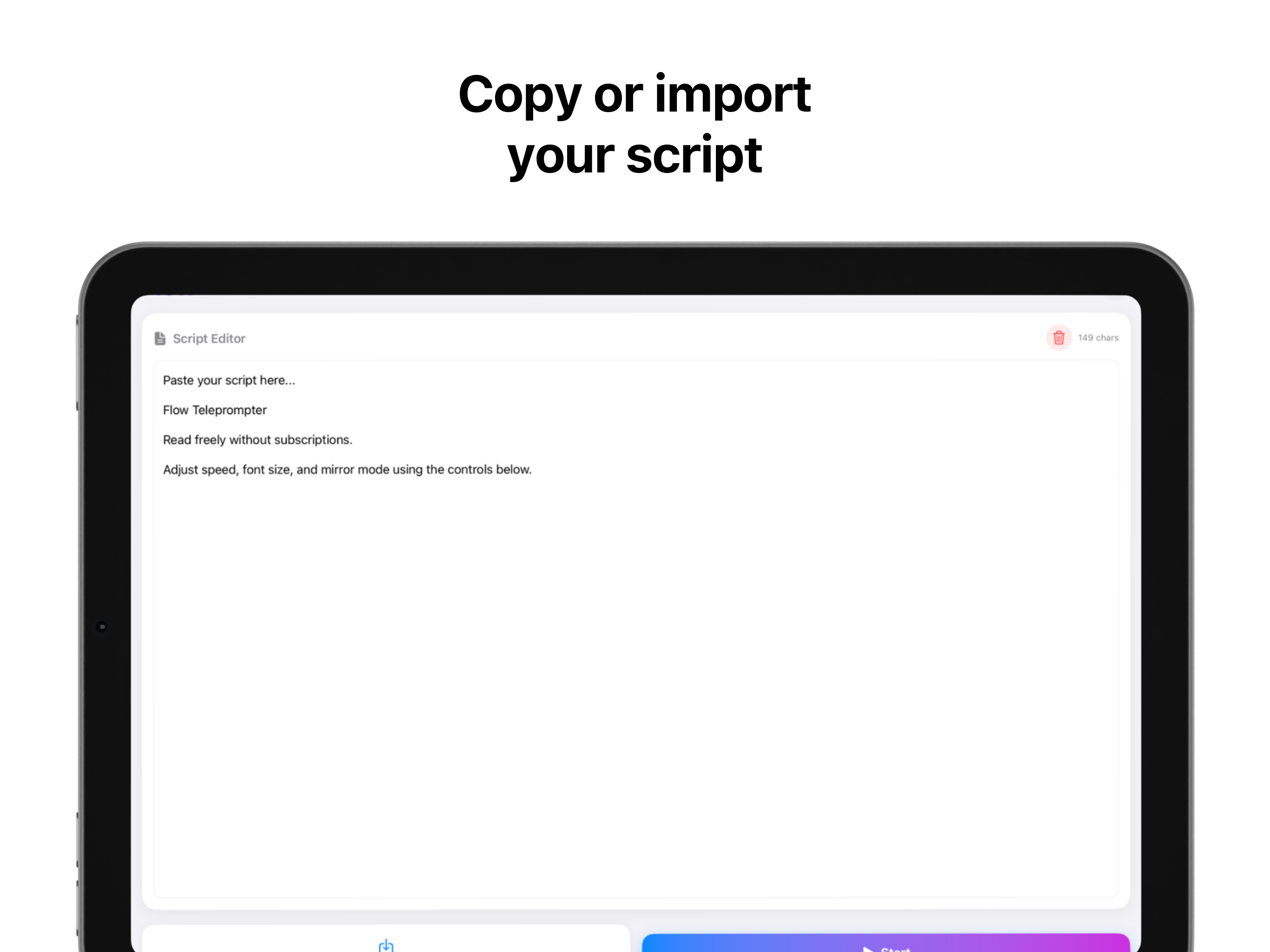 Teleprompter by a screenwriter