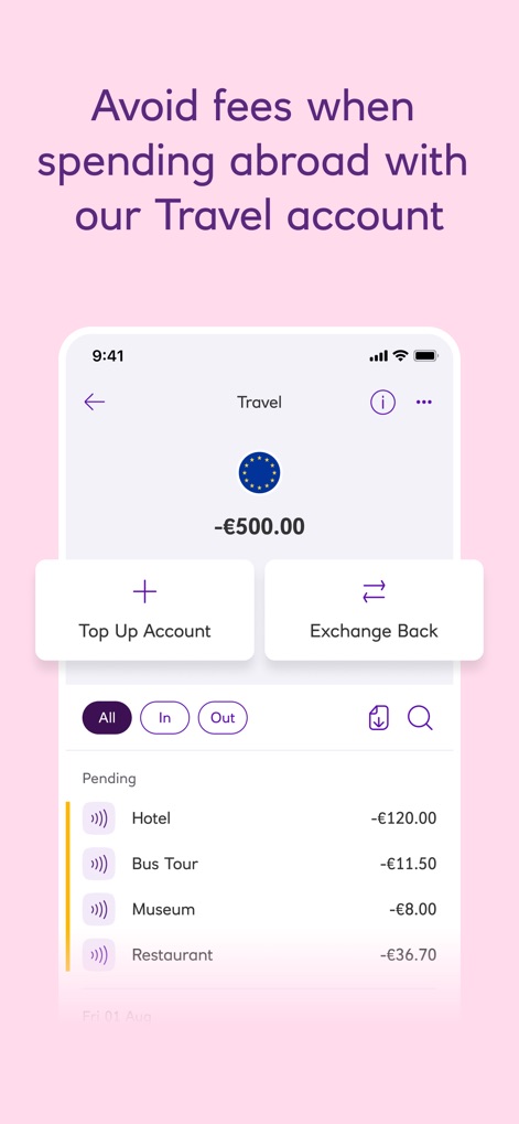 NatWest Mobile Banking - Les utilisateurs peuvent gérer leurs dépenses à l'étranger sans frais, en utilisant le compte de voyage qui affiche un solde en euros et permet des recharges faciles.