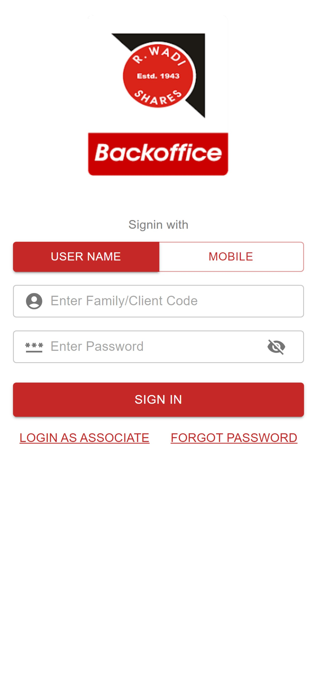 R Wadiwala Backoffice