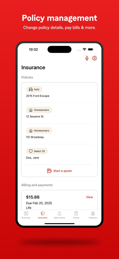 State Farm® - This tool allows users to manage multiple policies, such as auto and homeowners, and view current billing statements efficiently.