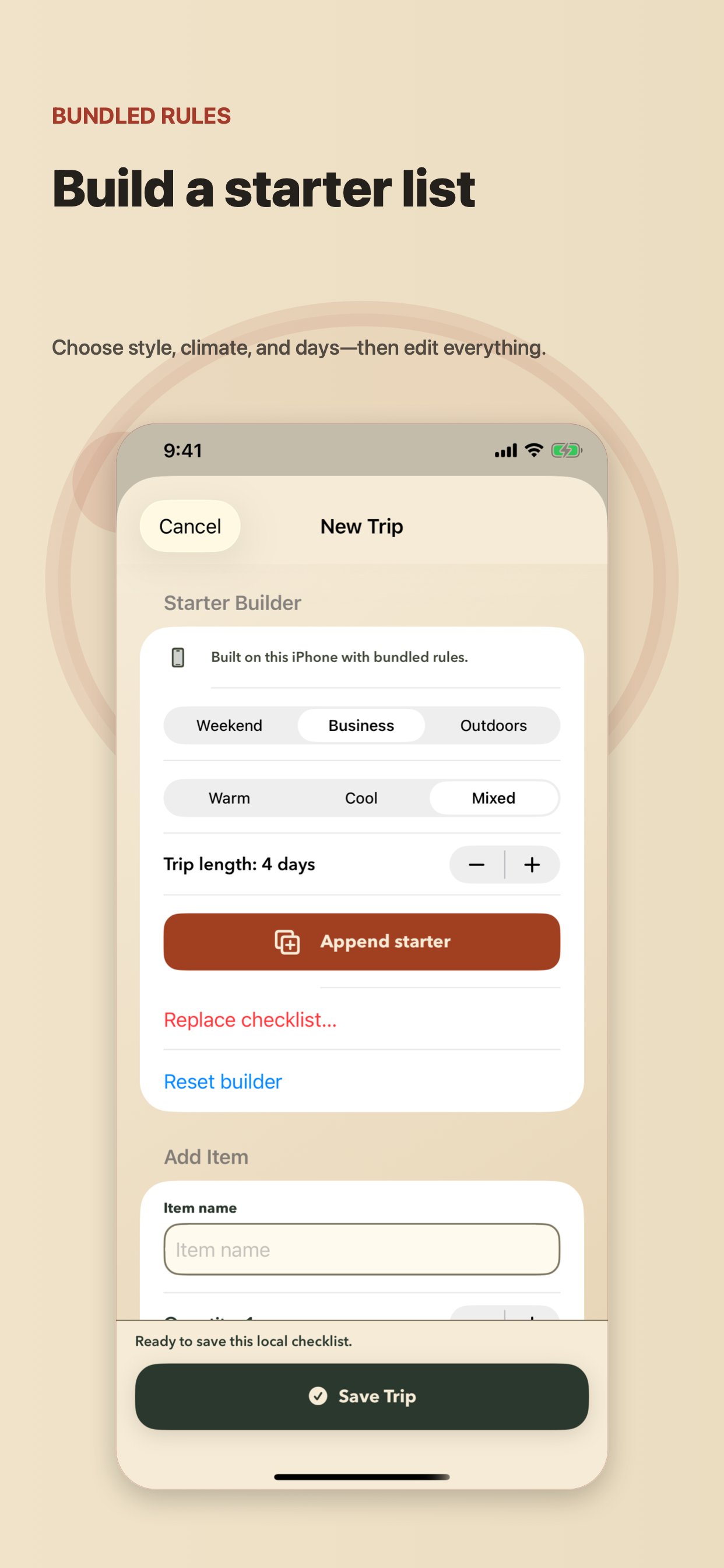 Carrywise Packing Lists screenshot 2