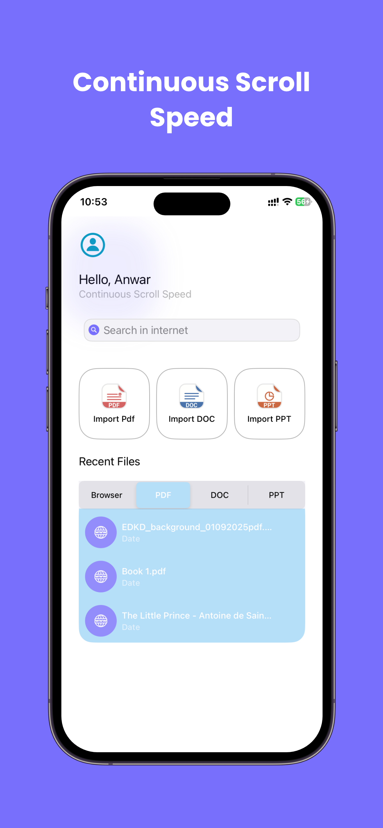 Continuous Scroll Speed App