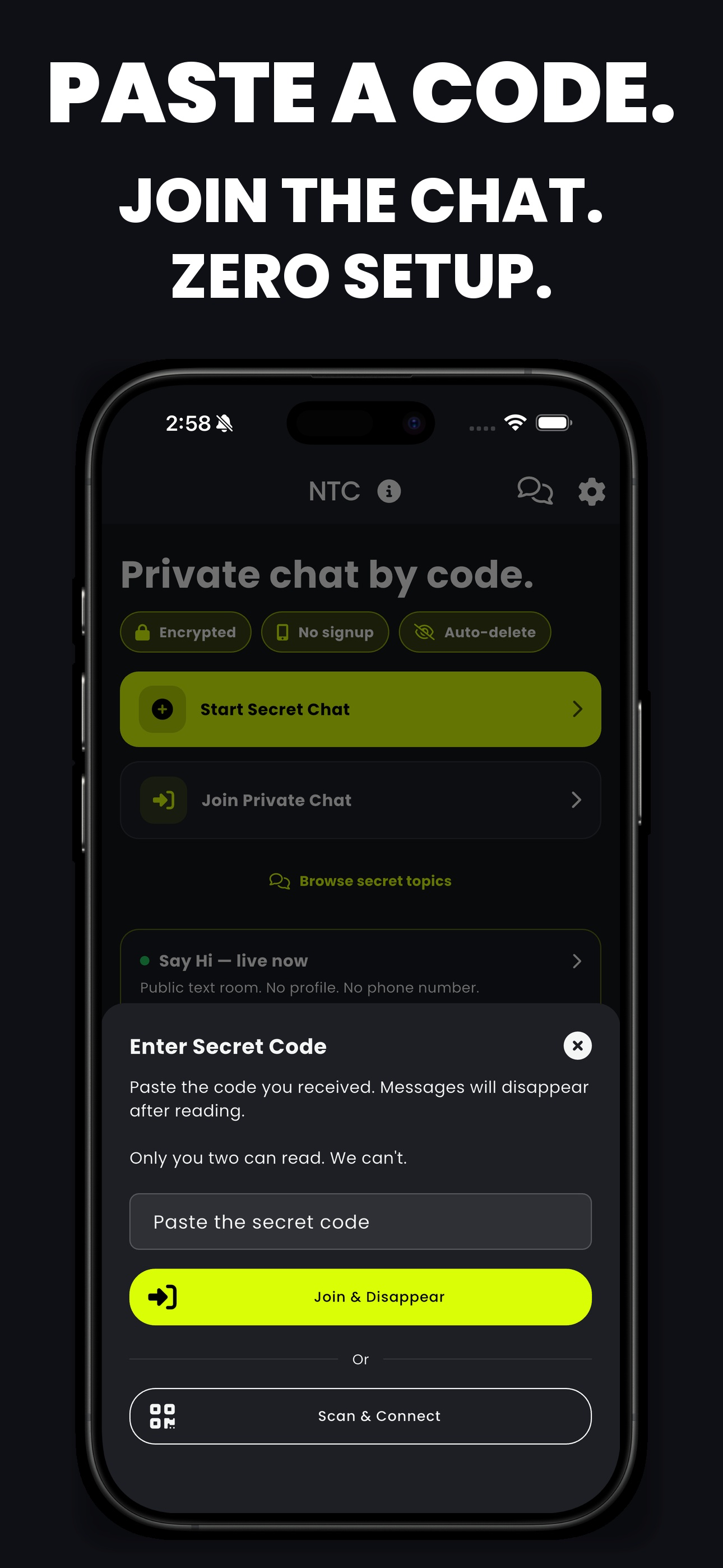 No Trace: Private Code Chat screenshot 4