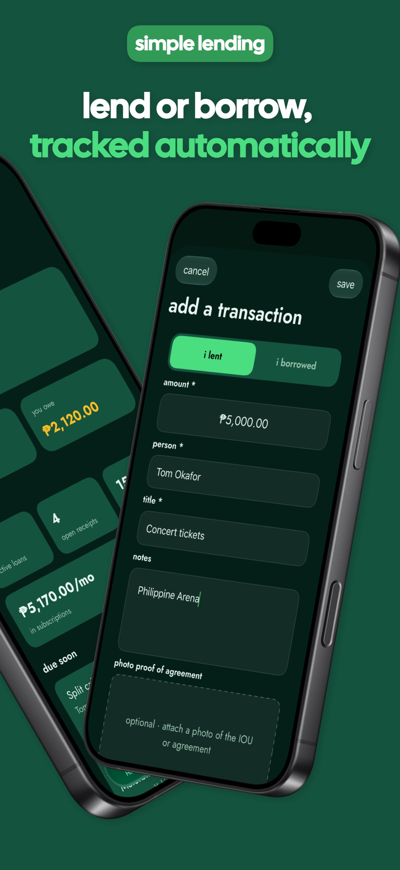 Screenshot 2 of settled. - money owed, sorted.