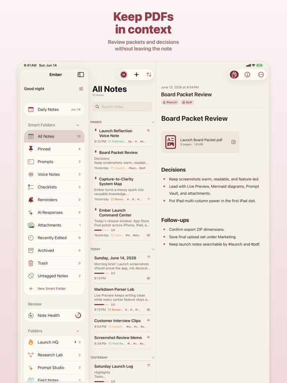 Ember: Markdown Notes iPad screenshot
