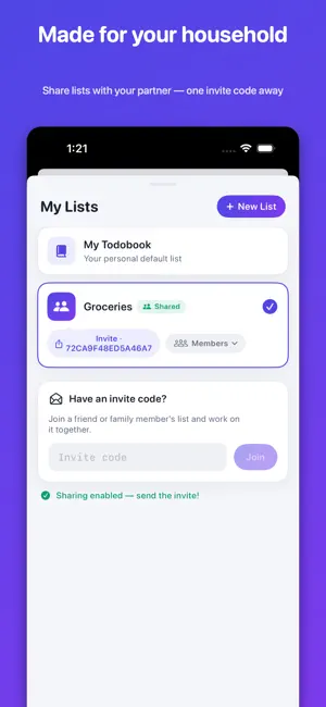 Todobook: Family & Couple Todo screenshot 1