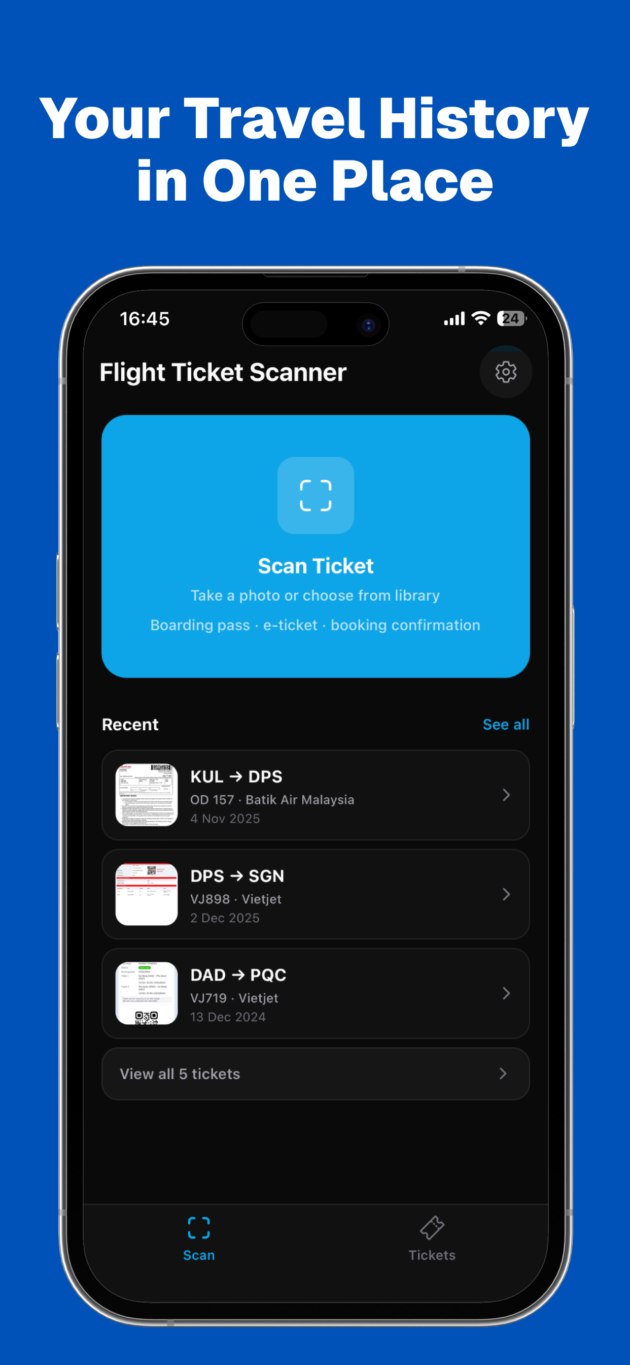 Flight Ticket Scanner