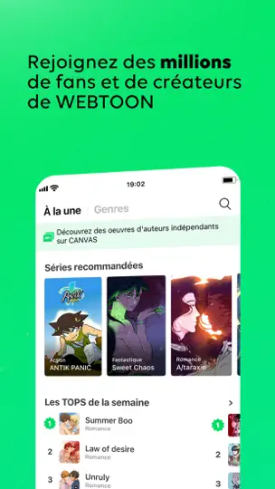 Capture d'écran de WEBTOON : Comics sur iPhone 7